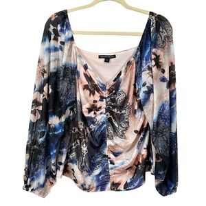 Boston proper Ruched Front Long Sleeve Blouse size Large